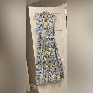 J Crew Factory Collared Midi Dress New Capri Print 3 Tiered 2024 BP799